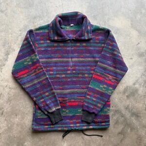 Vintage 1980s 1/4 Zip Multicolored Fleece Jacket
